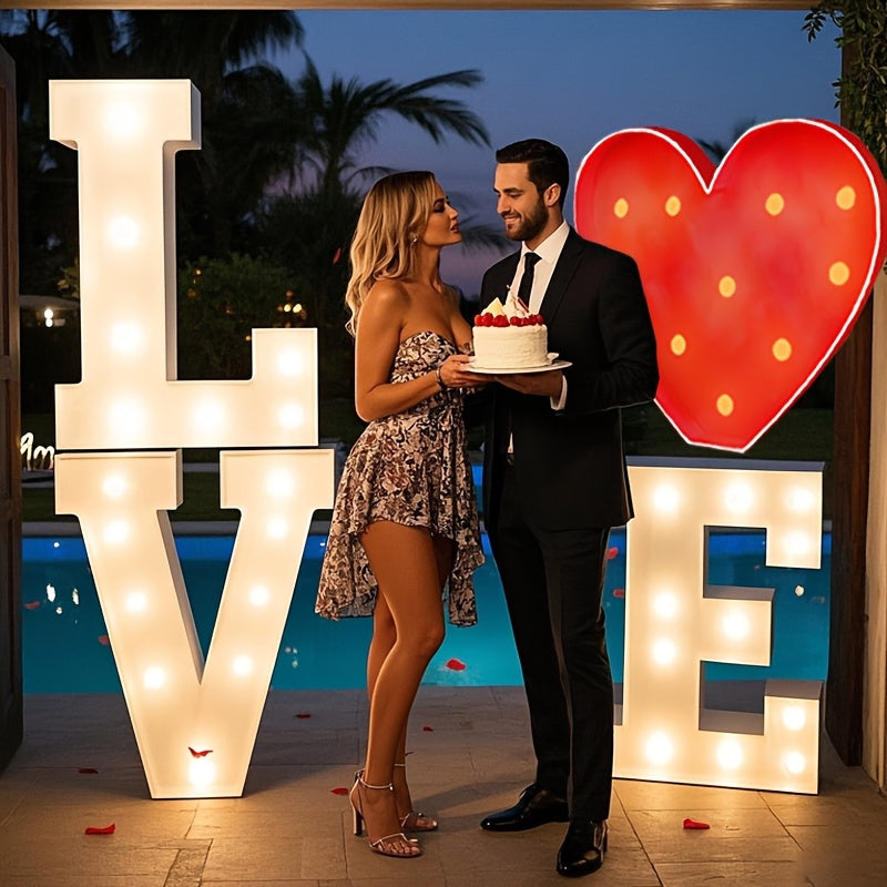 4PCSL Love VE, 3FT Size, Suitable For Indoor And Outdoor Parties Such As Valentine'S Day, Anniversaries, Proposals, Weddings, Love Shows, Etc., Creative DIY
